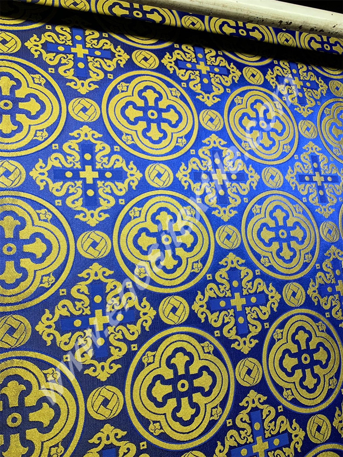 KL-037 Dark Blue-Gold Brocade Fabrics